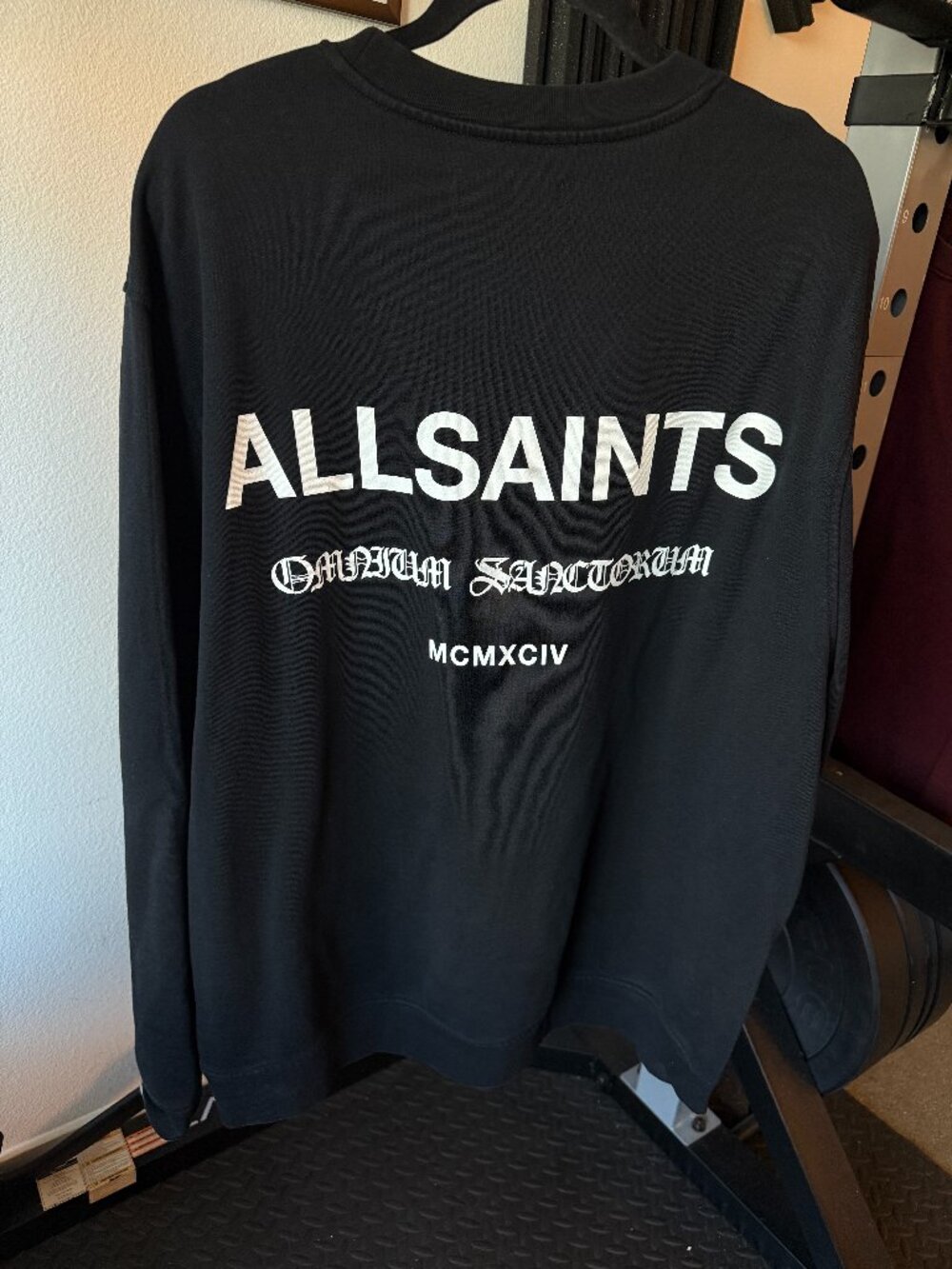 AllSaints XXL Black Graphic Crewneck Sweatshirt Omnium Sanctorum